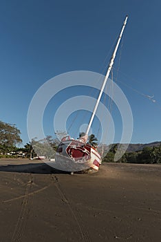 Stranded sailboat at the playa del coco in Costa Rica