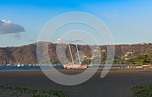 Stranded sailboat at the Playas del Coco in Costa Rica