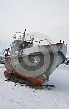 Stranded ship on Baikal