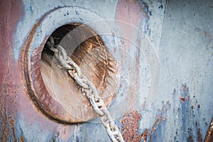 Stranded ship on the bank of the Danube river