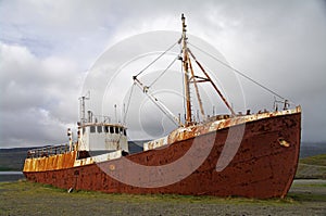 Stranded ship, Shipwreck at Iceland coast