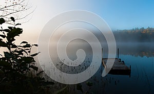 Stranded dock at cottage lakeside