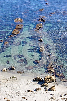 Strange, beautiful rock formations in shallow sea