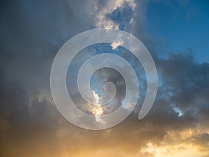 Strange clouds in the sky at sunset