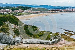 Strange crocodile rock formation near les Deux Jumeaux in Hendaye, Basque Country, France