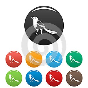 Strange magpie icons set color