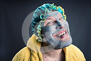 Strange man with face pack