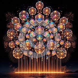 39 89. Diamond vertical shells_ Large, spherical fire