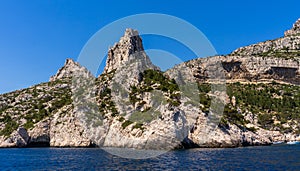 Strange rock in Cassis deep narrow creeks