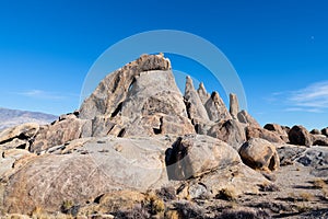 Strange rock formations in the Alabama Hills of California, USA