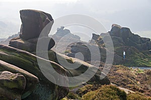 Strange rock formations in the Derbyshire countryside, UK