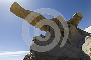 The strange rocky desert scenery of the Bisti badland wilderness Area .