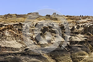 The strange rocky desert scenery of the Bisti badland wilderness Area .