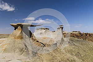 The strange rocky desert scenery of the Bisti badland wilderness Area .