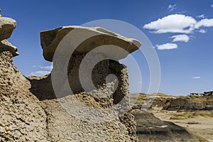 The strange rocky desert scenery of the Bisti badland wilderness Area .