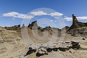 The strange rocky desert scenery of the Bisti badland wilderness Area .