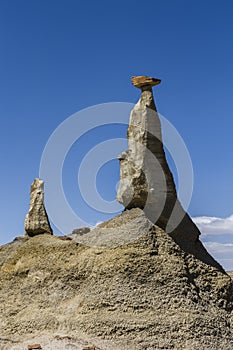 The strange rocky desert scenery of the Bisti badland wilderness Area .