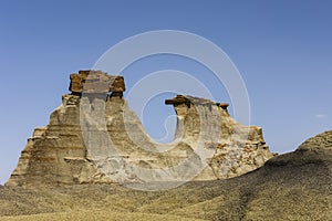 The strange rocky desert scenery of the Bisti badland wilderness Area .