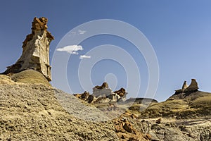 The strange rocky desert scenery of the Bisti badland wilderness Area .