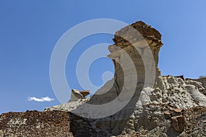 The strange rocky desert scenery of the Bisti badland wilderness Area .