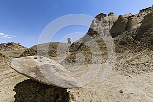 The strange rocky desert scenery of the Bisti badland wilderness Area .