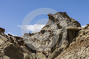 The strange rocky desert scenery of the Bisti badland wilderness Area .