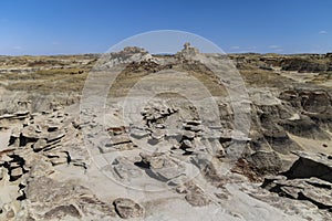 The strange rocky desert scenery of the Bisti badland wilderness Area .