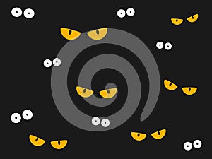 Strange scary eyes in the dark halloween vector background