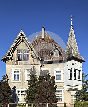 A strange shape and design old house architecture in Poland