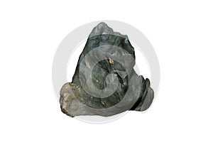 Strange shaped Andesite stone isolated on white background.  A big rock stone for garden decoration.