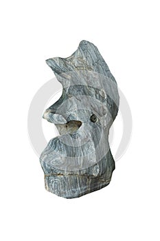 Strange shaped gneiss rock isolated on white background. A big rock stone for garden decoration.