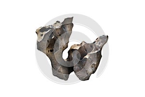 Strange shaped marble stone  isolated on white background.  A big rock stone for garden decoration.