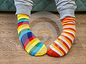 Strange Socks Day. Lonely Sock Day. The social problem of bullying. Strange socks as a symbol of Down syndrome