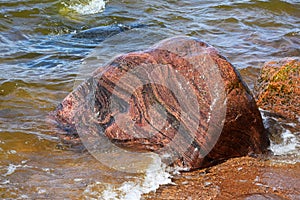 Strange stone made by erosion nature on the beach