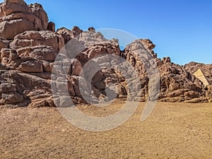 Strange stone mountains in the Sinai desert near Sharm El Sheikh, Egypt