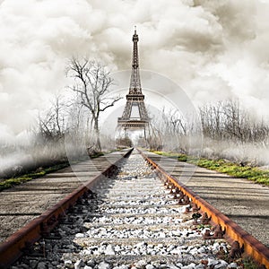 Strange view of Eiffel Tower