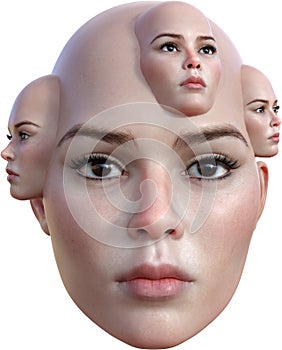 Strange Woman Head, Isolated, Science Fiction