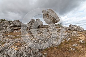 Strangely shaped rocks in the chaos of Nimes le Vieux in the Cevennes National Park