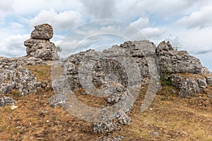 Strangely shaped rocks in the chaos of Nimes le Vieux in the Cevennes National Park