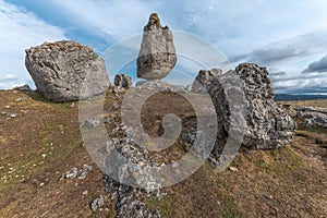 Strangely shaped rocks in the chaos of Nimes le Vieux in the Cevennes National Park