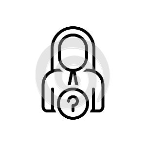 Black line icon for Stranger, outsider and unknown