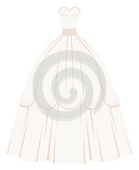 Strapless wedding dress design. Cartoon elegant gown photo