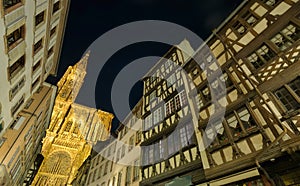 Strasbourg cathedral at night