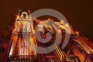 Strasbourg cathedral at night