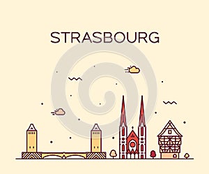 Strasbourg city skyline Grand Est France vector photo