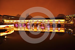 Strasbourg, France. Night view of the barrage Vauban photo