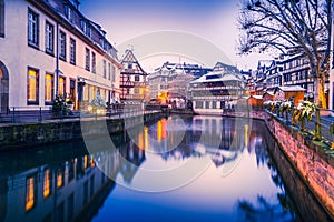 Strasbourg, France. Petite France old district, Alsace typical architecture