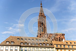 Strasbourg gothic cathedral and old town, France