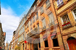 Strasbourg Grand rue street facades in France