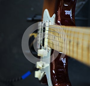 Micro shot of Electric Stratocaster Guitar photo